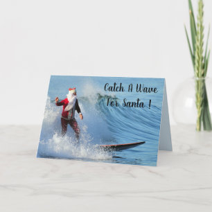 Cartes Pour Fêtes Annuelles Père Noël surfant