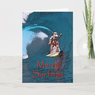 Cartes Pour Fêtes Annuelles Père Noël surfant