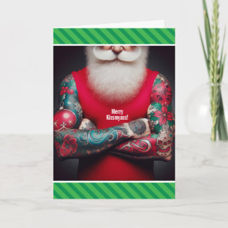 Cartes Pour Fêtes Annuelles Père Noël tatoué drôle - Encriez les salles