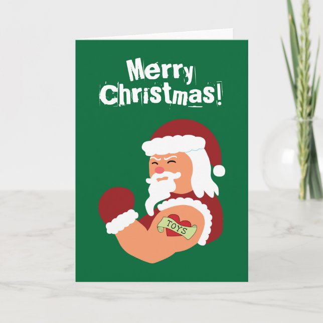Cartes Pour Fêtes Annuelles Père Noël tatouée (Devant)