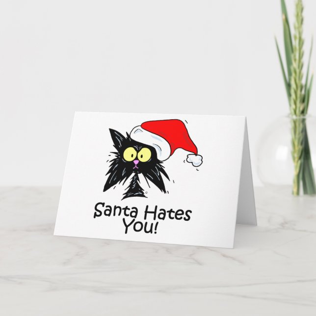 Cartes Pour Fêtes Annuelles Père Noël te déteste (Devant)