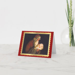 Cartes Pour Fêtes Annuelles Père Noël tenant le bébé Jésus