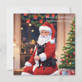 Cartes Pour Fêtes Annuelles Père Noël tenant un chihuahua