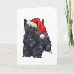 Cartes Pour Fêtes Annuelles Père Noël Terrier Écossais joueur