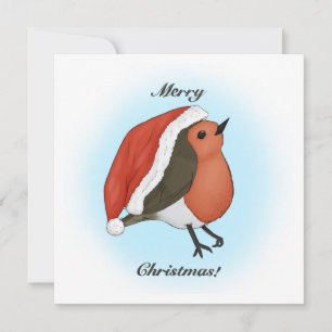 Cartes Pour Fêtes Annuelles Père Noël timide Robin