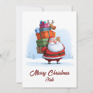 Cartes Pour Fêtes Annuelles Père Noël traditionnel de Noël avec rennes