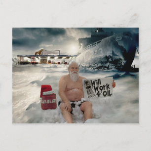 Cartes Pour Fêtes Annuelles père Noël travaillera pour le pétrole