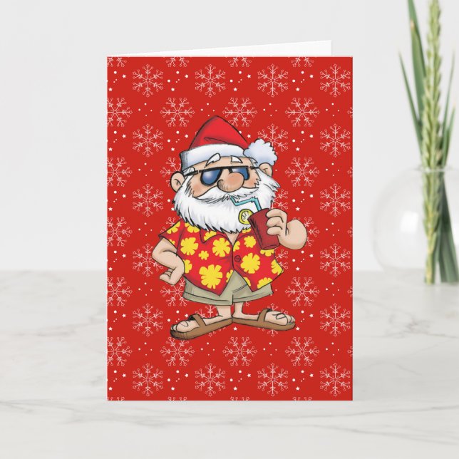 CARTES POUR FÊTES ANNUELLES PÈRE NOËL TROPICAL (Devant)