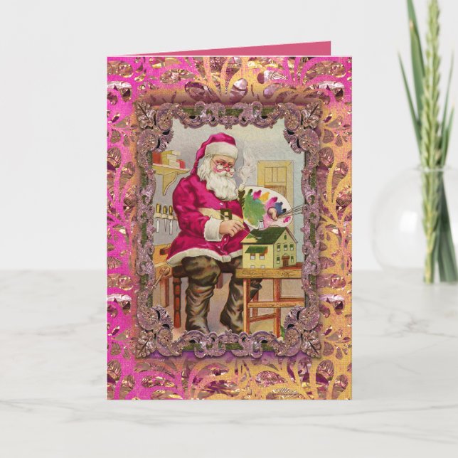 Cartes Pour Fêtes Annuelles Père Noël Victorian occupé (Devant)
