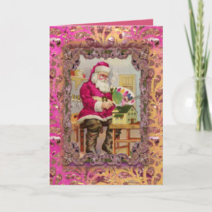 Cartes Pour Fêtes Annuelles Père Noël Victorian occupé