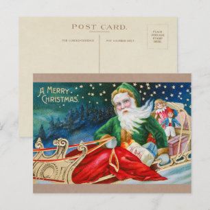 Cartes Pour Fêtes Annuelles Père Noël vintage à Sleigh Joyeux Noël