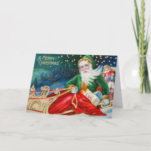 Cartes Pour Fêtes Annuelles Père Noël vintage à Sleigh Joyeux Noël
