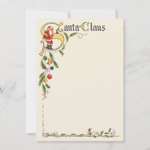 Cartes Pour Fêtes Annuelles Père Noël vintage, bordure décorative de Noël