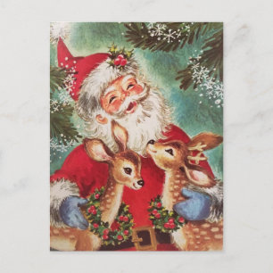 Cartes Pour Fêtes Annuelles Père Noël Vintage De Noël Avec Rennes