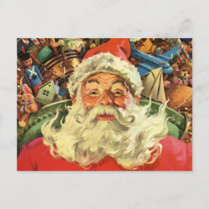 Cartes Pour Fêtes Annuelles Père Noël vintage de Noël dans un traîneau avec de