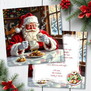 Cartes Pour Fêtes Annuelles Père Noël vintage mangeant des biscuits   Douce pe