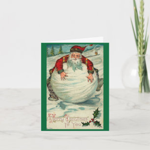 Cartes Pour Fêtes Annuelles père Noël Vintage Snowball