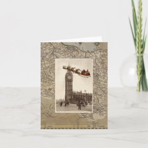 Cartes Pour Fêtes Annuelles Père Noël vintage sur Big Ben London Christmas Car