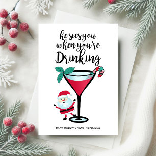 Cartes Pour Fêtes Annuelles Père Noël vous voit quand vous buvez Noël
