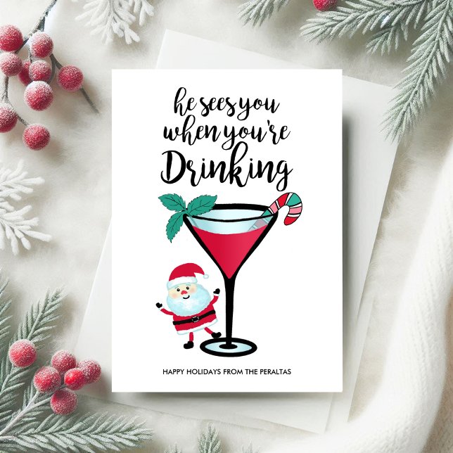 Cartes Pour Fêtes Annuelles Père Noël vous voit quand vous buvez Noël (Créateur téléchargé)