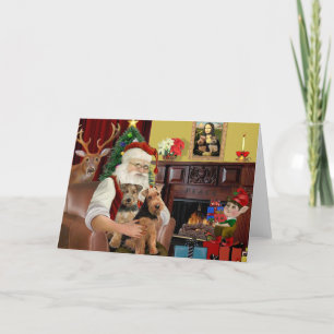 Cartes Pour Fêtes Annuelles Père Noël Welsh Terriers (DEUX)