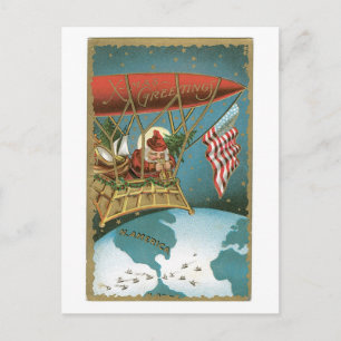 Cartes Pour Fêtes Annuelles père Noël Zeppelin - Patriotisme américain
