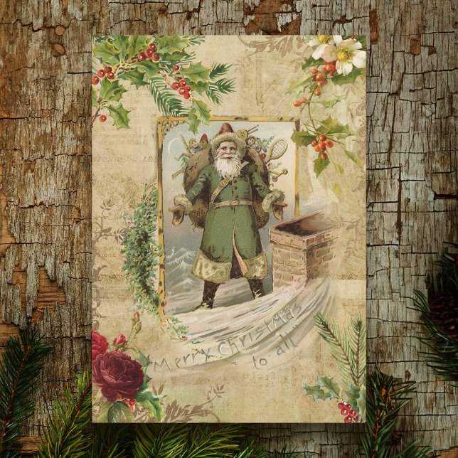 Cartes Pour Fêtes Annuelles Père victorien Noël Ephémère florale (Créateur téléchargé)