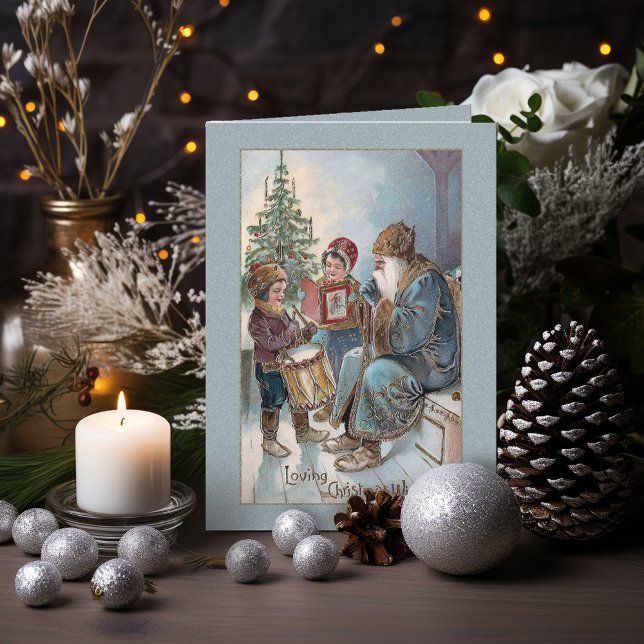 Cartes Pour Fêtes Annuelles Père vintage Noël avec enfants (Créateur téléchargé)
