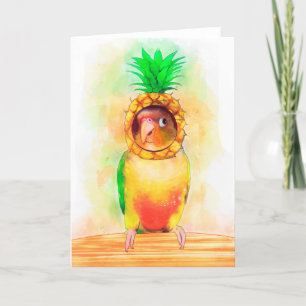 Cartes Pour Fêtes Annuelles Perroquet à ananas avec casquette à ananas