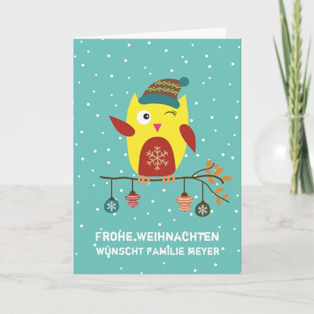 Cartes Pour Fêtes Annuelles Personalisiert Süsse Weihnachts Eule (Devant)