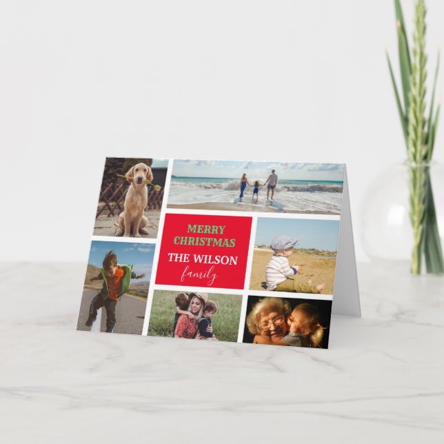 Cartes Pour Fêtes Annuelles Personalized 6 Photo Family Collage Christmas (Devant)