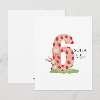 Cartes Pour Fêtes Annuelles Personalized Bunny 6th Birthday Card for Girls