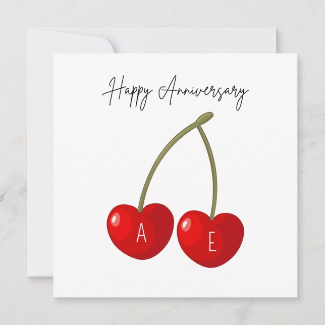 Cartes Pour Fêtes Annuelles Personalized Cherry Hearts Anniversary Card (Devant)