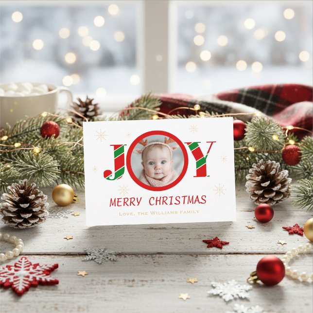 Cartes Pour Fêtes Annuelles Personalized Joy Christmas Photo (Créateur téléchargé)