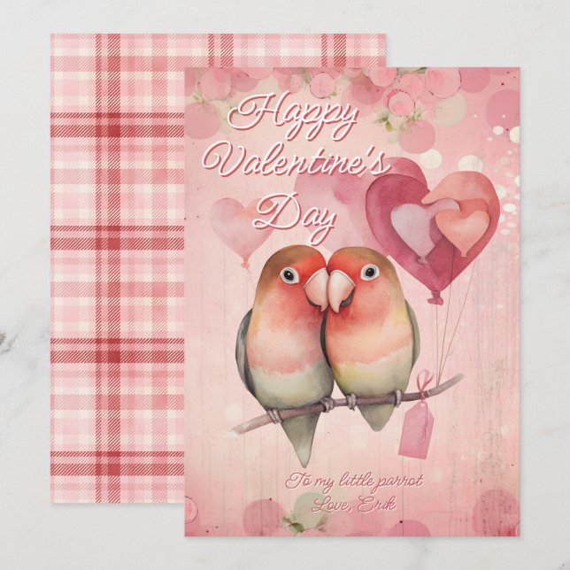 Cartes Pour Fêtes Annuelles Personalized Message Parrot Animal Valentines Day (Devant / Derrière)