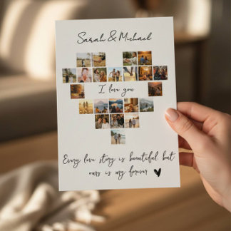 Cartes Pour Fêtes Annuelles Personalized Photo Heart Love Card for Couples