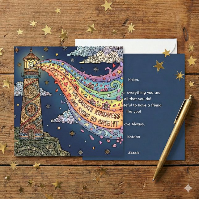 Cartes Pour Fêtes Annuelles Personalized You Radiate Kindness Empowering Card (Empower someone special with this, "You radiate kindness and shine so bright" personalized card! )
