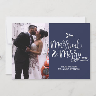 Cartes Pour Fêtes Annuelles Personnalisable, Marié et Joyeux, Noël, Photo