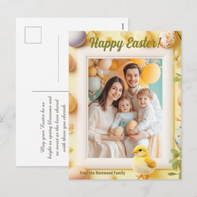 Cartes Pour Fêtes Annuelles 🐇 personnalisable Oeuf-stra mignon Salutations de (Devant / Derrière)