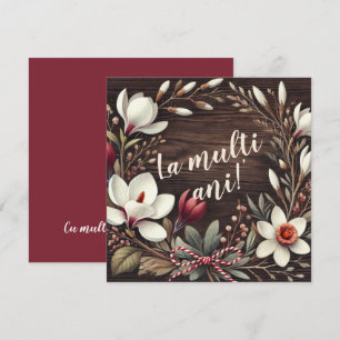 Cartes Pour Fêtes Annuelles Personnalisable Rustique "La Mulți Ani" Floral
