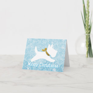 Cartes Pour Fêtes Annuelles Personnalisation de la neige écossaise blanche