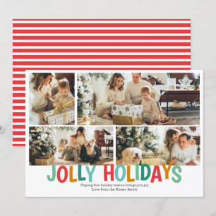 Cartes Pour Fêtes Annuelles Personnalisé 4 Photo Jolly vacances Noël