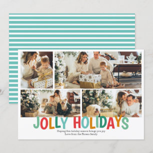 Cartes Pour Fêtes Annuelles Personnalisé 4 Photo Jolly vacances Noël