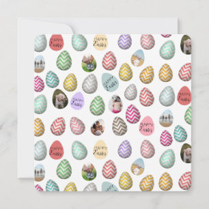 Cartes Pour Fêtes Annuelles Personnalisé 6 Photo Pastel Motif d'oeufs de Pâque
