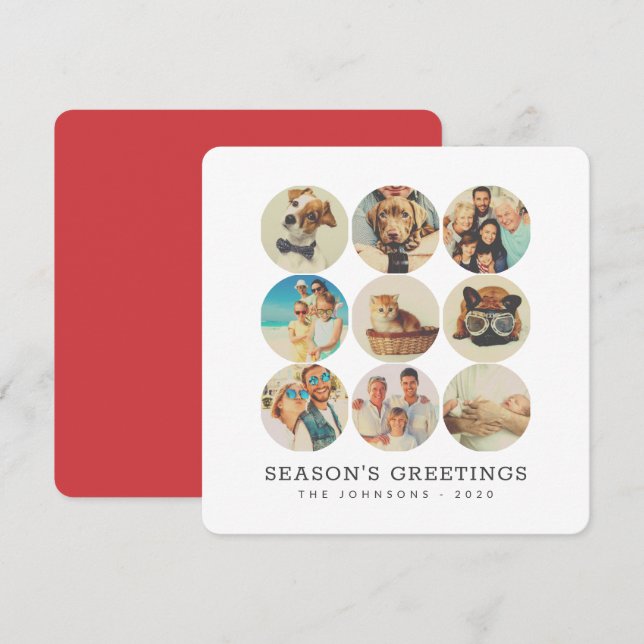 Cartes Pour Fêtes Annuelles Personnalisé 9 Photos Famille moderne et souvenirs (Devant / Derrière)