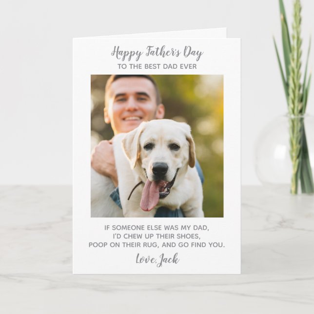 Cartes Pour Fêtes Annuelles Personnalisé Animaux de compagnie Photo Chien Papa (Devant)