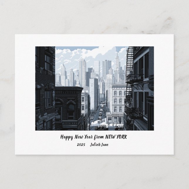 Cartes Pour Fêtes Annuelles Personnalisé Bonne Année 2025 New York (Devant)