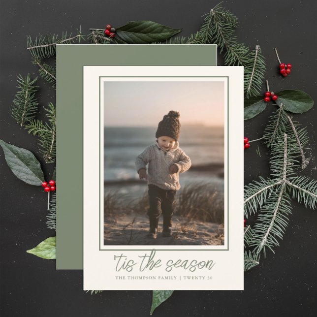 Cartes Pour Fêtes Annuelles Personnalisé Élégant Élégant Vert Sauge Noël (Créateur téléchargé)