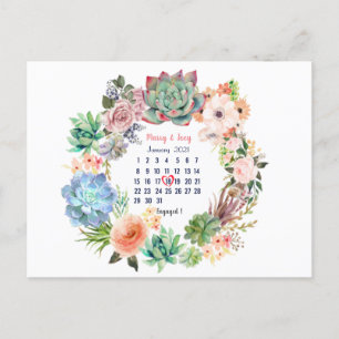 Cartes Pour Fêtes Annuelles Personnalisé Engagé - date de mariage 18 sur 31