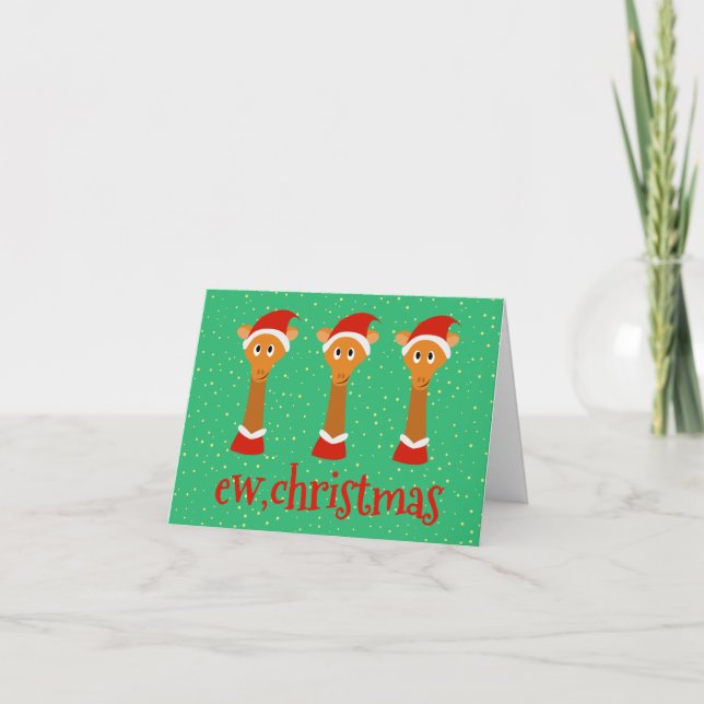 Cartes Pour Fêtes Annuelles Personnalisé Fabriqué Nouvel Noël Drôle Giraffes A (Devant)